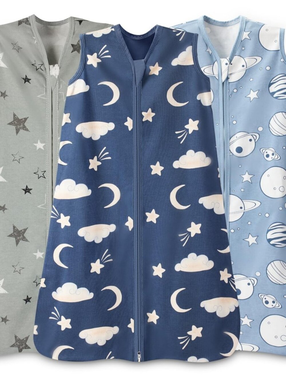 Baby Sleep Sack 0-6 Months, 100% Cotton Wearable Blanket, 0.5 Tog, 3 Pack